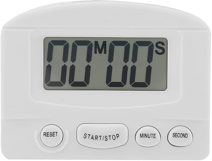 Portable Digital Clock Countdown Timer Large LCD Display Kitchen Timer for Classroom with Magnet Bracket for Refrigerator Microwave Oven White Black (White)