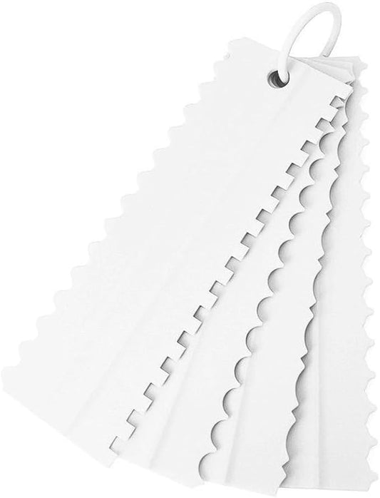 A Set of Cake Scraper 4pcs Plastic Double Sided Icing Smoother Frosting Comb Decorating Polisher Baking Diy Tool Accessories (White)