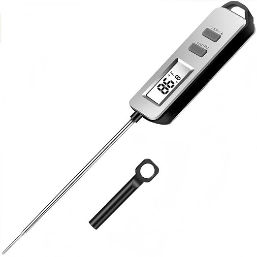 Digital Meat Thermometer, Paysean Instant Read Food Thermometer with 5.2" Probe, ±1°C High Accuracy Cooking Thermometer Auto-Off, LCD Display, for Kitchen, BBQ, Baking, Sourdough, Candy Making