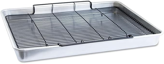 Nordic Ware Extra Large Oven Crisping Baking Tray, with Rack, Silver