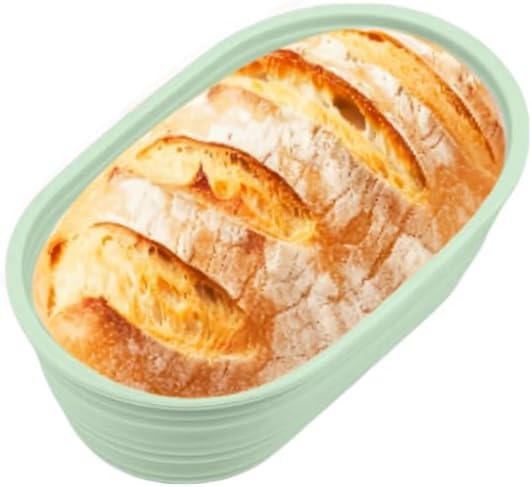 Banneton Bread Proofing Baskets,Silicone Sourdough Bread Baking Supplies, Bread Proofing Baskets for Sourdough, 10" Oval Collapsible Sourdough Baking Basket (Green)