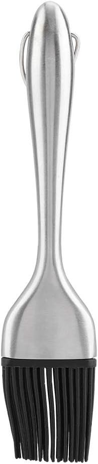 BBQ Oil Brush with Silicone Filaments | High Temp Pastry & Baking Brush | Stainless Steel Handle for Grilling/Cakes/Pancakes | Dishwasher Safe & Hanging Design