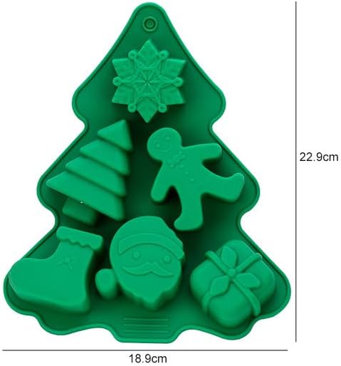 Silicone Cookies Biscuit Mold, Christmas Halloween Candy Mold, Reusable DIY Baking Mold Jelly Chocolate Mold, Ice Cube Tray Wax Melt Molds(Set of 2 Green Small Christmas Trees)