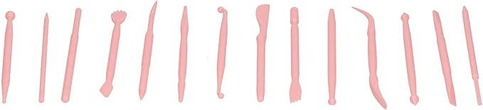 Fydun 14PCS Plastic Clay Modeling Tool Set for Cake Sculpting, Embossing, and Crafting (Roseate)