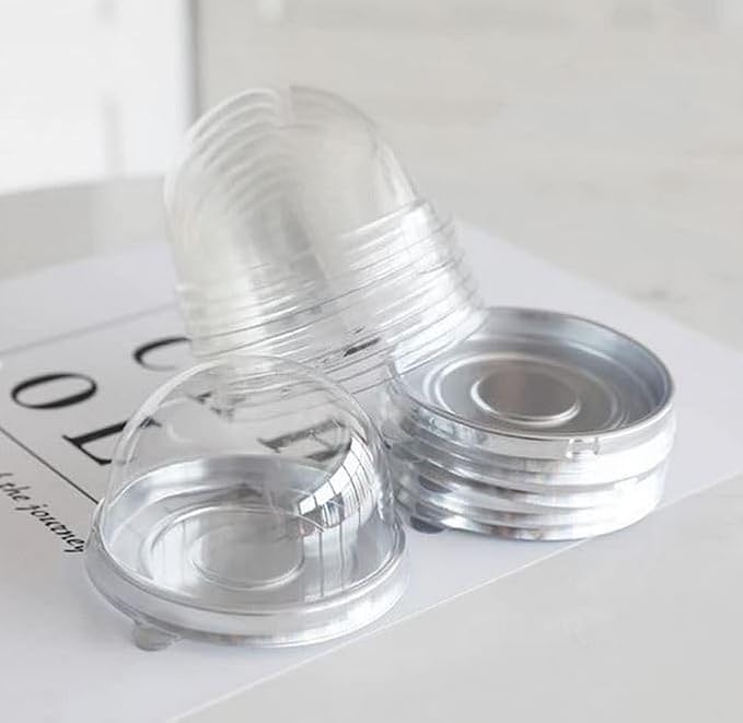 Hewnda 50 Pack 2 Inch of Clear plastic mini cake box muffins box cookies cookies muffins dome box wedding birthday gift box (silver)