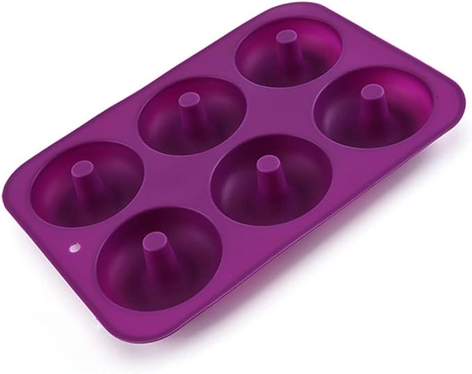 DIY 6-Cavity Cake Donut Mold Non-Stick Baking Molds Cake Pan Silicone Tray for Doughnut Cake Bread Pudding Chocolate Muffin Soap (Dark Purple)