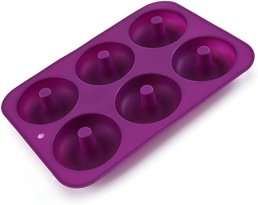DIY 6-Cavity Cake Donut Mold Non-Stick Baking Molds Cake Pan Silicone Tray for Doughnut Cake Bread Pudding Chocolate Muffin Soap (Dark Purple)