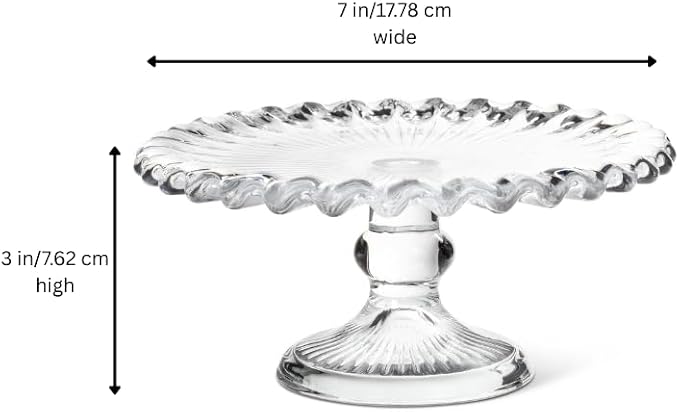 Abbott Collection Mini Cake Pedestal | For Cakes & Desserts, Glass, Clear, 7"D