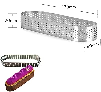 10 Pack Oval Tart Ring,Perforated Baking Ring, Ring,Stainless Steel Cake Tart Mold Rings,Baking Tart Ring