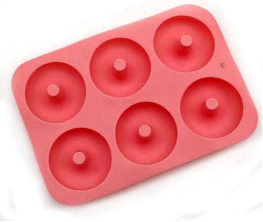 DIY 6-Cavity Cake Donut Mold Non-Stick Baking Molds Cake Pan Silicone Tray for Doughnut Cake Bread Pudding Chocolate Muffin Soap (Pink)