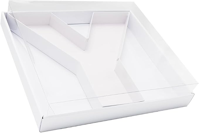 WENPACK 12.5" Cardboard Letter Shaped Mache Decorative Strawberries Fillable Sweets Candy Box with Clear Lid (White, Y)
