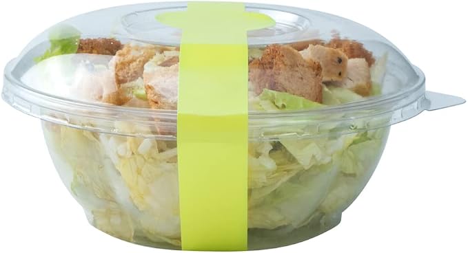 Restaurantware RW Base 12 x 1.5 Inch Packaging Bands 100 Self-Adhering Belly Bands - Disposable Strong Green Paper Label Stickers For Packaging Supplies Keeps Take Out Containers Sealed