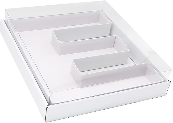 WENPACK 12.5" Cardboard Letter Shaped Mache Decorative Strawberries Fillable Sweets Candy Box with Clear Lid (White, E)