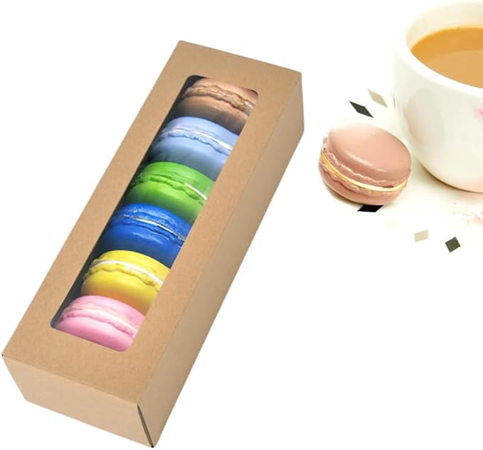 20 Pcs Brown Kraft Muffin Boxes,2x2x7 Small Pastry Boxes with Window,Small Bread Box,For Macaron,Cookies,Candy,Chocolate,Baked Goods Packaging Takeout Boxes