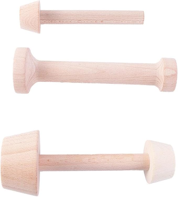 Pokinge 3PCS Wooden Egg Tart Tampers Dough Press Eggtart Mould, Double Sided Egg Tart Pusher Shaping Baking Portable Eggtart Mould DIY Baking Gadgets