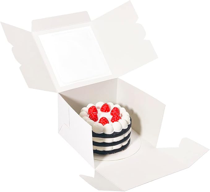 Cookie Boxes with Window 6x6x4 Inch 50 Pack Premium White Bakery Boxes for Individual Cheesecake,Cupcake,Dessert,Pastries,Mini Bundt Cake and Muffin