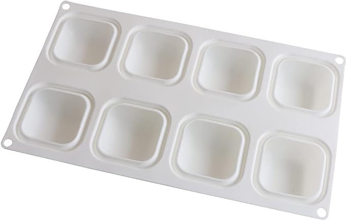 8 Cavity Square Silicone Mold For Doughnut Dessert Baking Pan Ice Cream Biscuit Cake Tools DIY Soap Mould Use Steam Oven