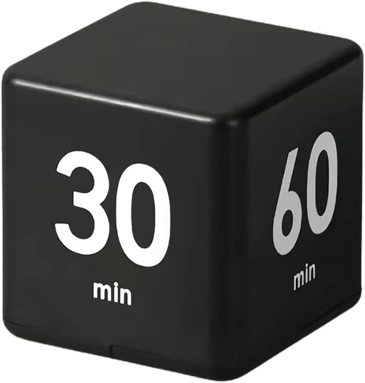 Feilifan Flip Timer, Productivity Cube Timer for Kitchen Studying Workout Classroom Kids ADHD 15-20-30-60 Minute Preset, Black