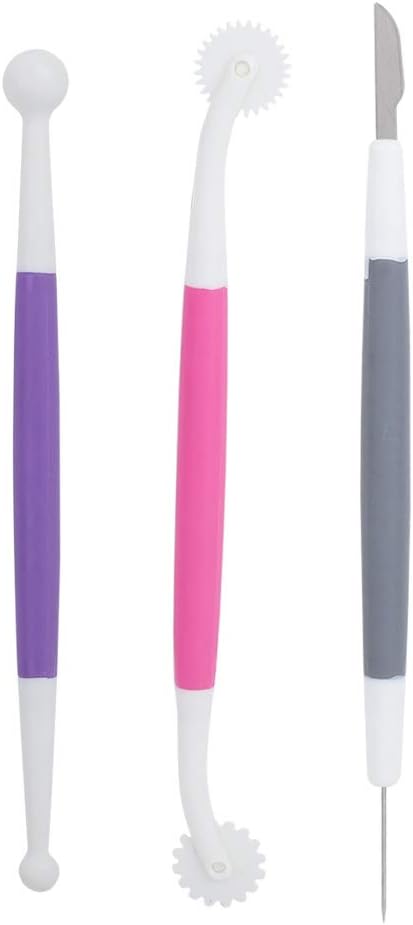 TOPINCN 3-Piece Set Fondant Cake Decorating Tools, Fondant Sculpting & Modeling Kit for Baking, Sugar Paste Smoothing & Shaping Tools for Gumpaste, Icing, DIY Pastry Supplies