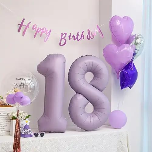 Lilac 4 Balloon, Number Balloons 40 Inch, Lavender 4th Birthday Decorations for Girls Four Large Numbers for Party Decor, Number 4 Balloon