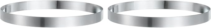 HARFINGTON 2Pcs Round Cake Ring 8.27 x 1 Inch Seamless Stainless Steel Pastry Mousse Dessert Ring Mirror Coating for Baking Cooking English Muffins Crumpet Making Tool