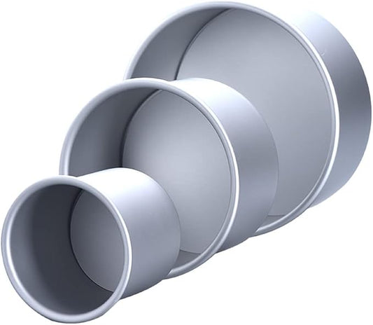 3 Pieces 4-Inch Deep Tall Round Cake Pan Set, Includes 4-Inch, 6-Inch and 8-Inch Anodised Aluminum Cake Pans with Removable Bottom, for Baking, Healthy & Heavy Duty, Easy Clean
