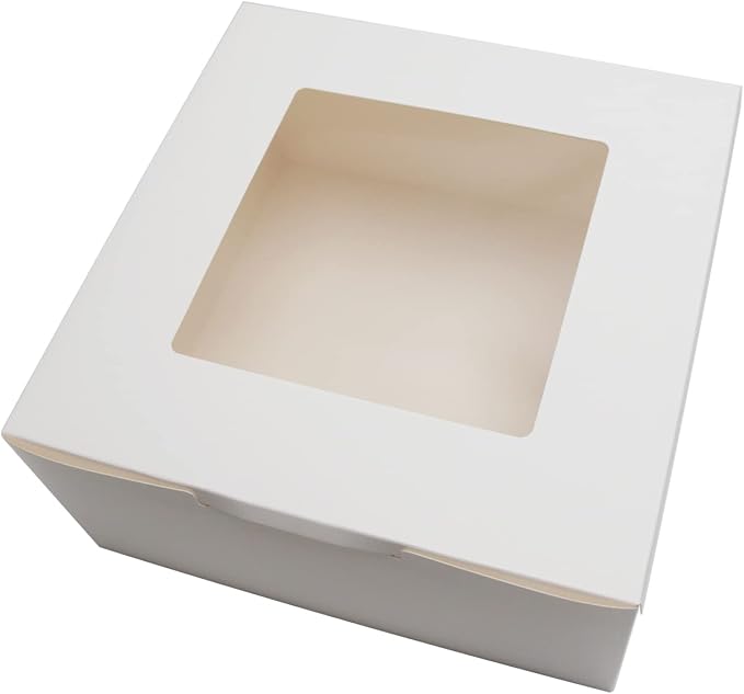 White Bakery Boxes 10x10x5 Inch - 10Pack Window Gift Boxes
