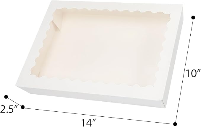 qiqee Auto-pop Up White Cookie Box with Window 14x10x2.5 inch 24Pcs Bakery Pastry Macaron Bakery Box For Packaging