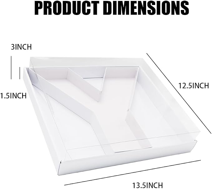 WENPACK 12.5" Cardboard Letter Shaped Mache Decorative Strawberries Fillable Sweets Candy Box with Clear Lid (White, Y)