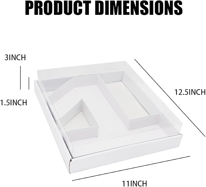 WENPACK 12.5" Cardboard Number Shaped Mache Box Strawberries Fillable Sweets Gift Box with Clear Lid (White, 1)