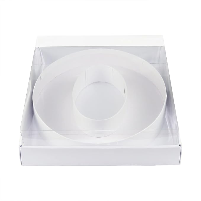 WENPACK 12.5" Cardboard Number 0 Shaped Mache Decorative Strawberries Fillable Sweets Candy Box with Clear Lid (White, 0)