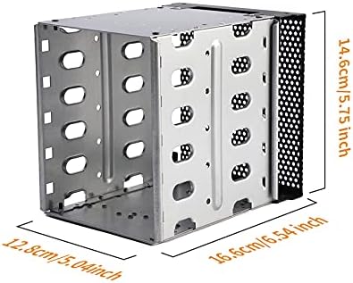 Hard Drive Cage,Galvanized Steel Plate + ABS Plastic Cage Hard Drive Tray Rack with Fan Space,Adapter Rack Bracket for Computer SATA 5.25in to 5X 3.5