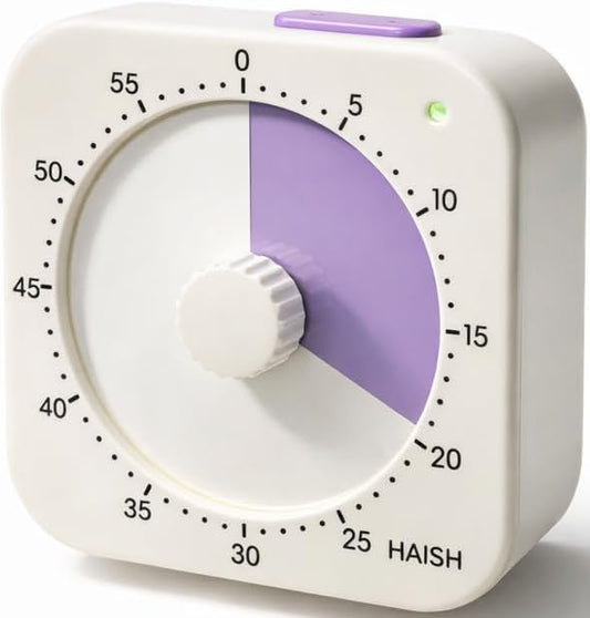60 Minute Visual Timer for Kids - Premium Countdown Timer with Magnetic Back & Pause Function, Silent Operation for Classroom Teaching Home, Time Management Tool(Batteries Included) (Purple)