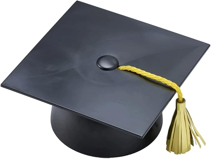 Plastic Graduation Cap Cake Topper with Large Paper Diploma Cake Topper (Black)