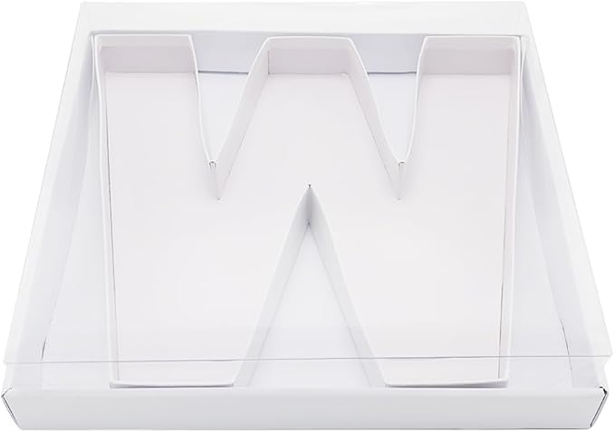 WENPACK 12.5" Cardboard Letter Shaped Charcuterie Mache Strawberries Fillable Sweet Box with Clear Lid (White, W)