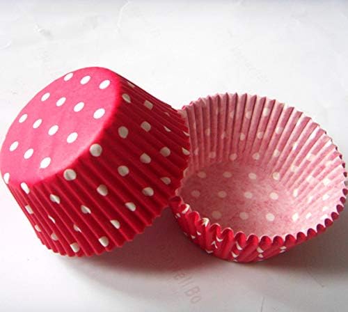 Red Polka Dot Paper Muffin Cupcake Liners case Baking Cups Cake Wrappers Holders 100 pcs,Standard Size 2x1.25inch