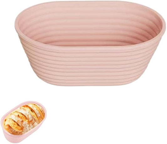 Banneton Bread Proofing Baskets,Silicone Sourdough Bread Baking Supplies, Bread Proofing Baskets for Sourdough, 10.2" Oval Collapsible Sourdough Baking Basket Pink (oval)