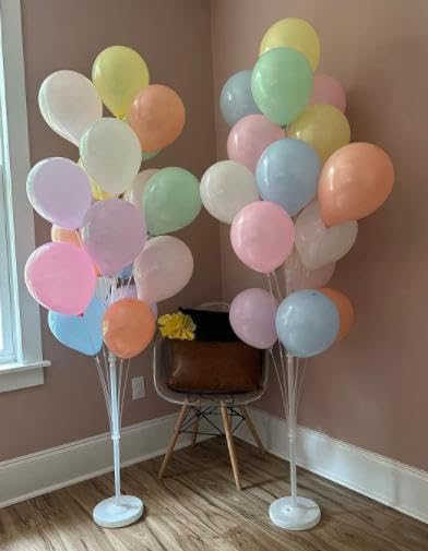 Leesoot 2 Sets 62inch Macarons Floor Balloon Column Kit Stand with Balloon Backdrop Decoration for Graduation Wedding Birthday Baby Shower Gender Reveal Party Balloon Tower Balloon Tree