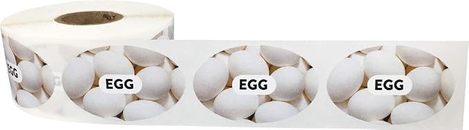 Egg Grocery Store Food Labels 1.25 x 2 Inch Oval Shape 500 Total Adhesive Stickers