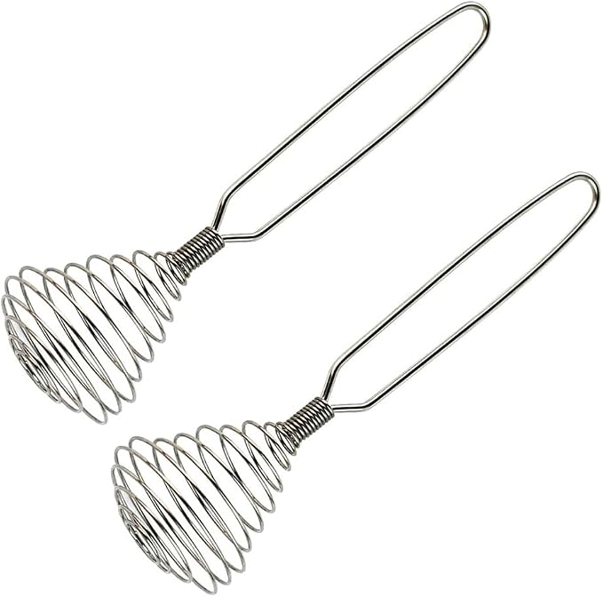 Stainless Steel Spring Coil Whisk Set 2 Pack, Wire Whip Egg Beater, Kitchen Cookware Hand Mixer For Cooking, Mixing, Blending, Beating, Stirring, 8.7 Inch