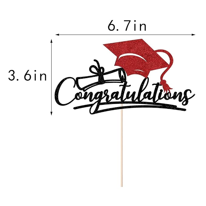 Congratulations 2026 Graduation Cake Topper,Congrats Grad Cake Decor - 2026 High School/College/Senior Graduation Party Decorations Supplies (Black and red)