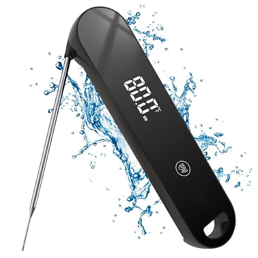 Digital Meat Thermometer Instant Read for Cooking - 0.5 Sec Fast Food Thermometer, Auto-Rotating Backlit Display, IP67 Waterproof, Magnetic Kitchen Thermometer for Grill, BBQ - Gift for Men