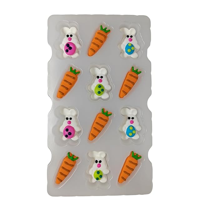 Easter Sprinkles Icing Decoration for Cupcake Decorating, Easter Edible Carrot Bunny Cake Cupcake Topper for Baking Cookie Ice Cream Candy Decoration