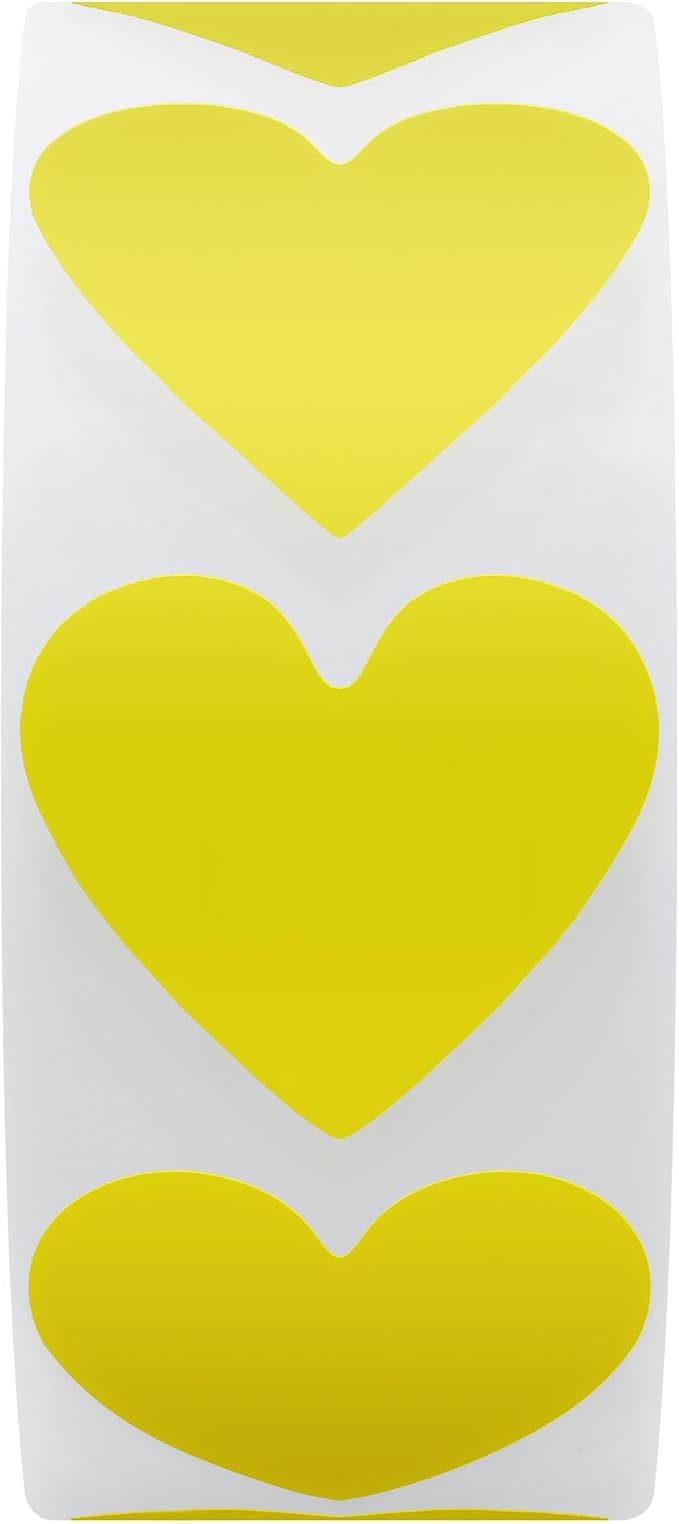 Hybsk 1000pcs Yellow Heart Stickers 30mm Love Stickers for Envelope Seals Crafting Scrapbooking (Yellow)