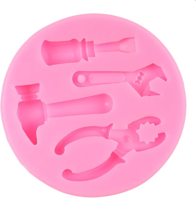 Hand Tools Silicone Mold Construction Tools Chocolate Fondant Molds Wrench Hammer Pliers Molds for Cake Decoration Cupcake Topper Candy Sugar Craft Polymer Clay Gum Paste
