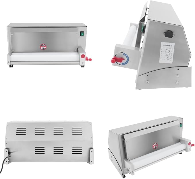 3"-18" Pizza Dough Roller Sheeter, Commercial Automatic Pizza Press Making Rolling Machine with Adjustable Thickness, Electric Pizza Dough Sheeter for Bakeries & Restaurants, 240 PCS per Hour