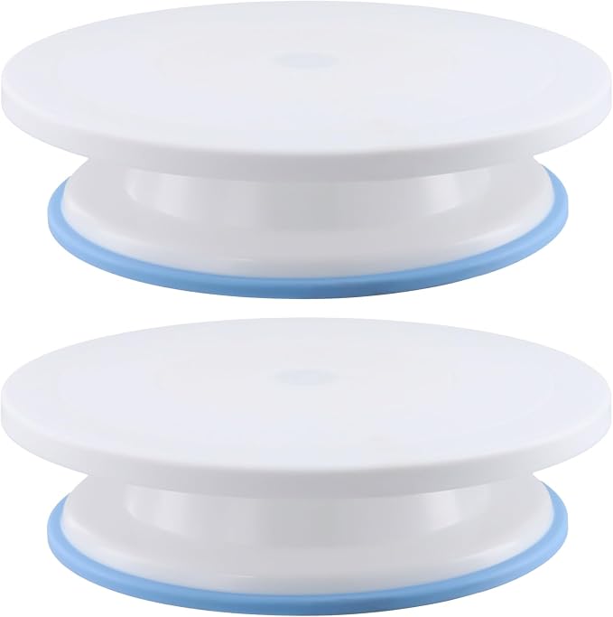 2 Pack 11 Inch Rotating Cake Turntable for Decorating, Smooth Cake Revolving Spinner Stand, Cake Stand for Baking Decorating Display
