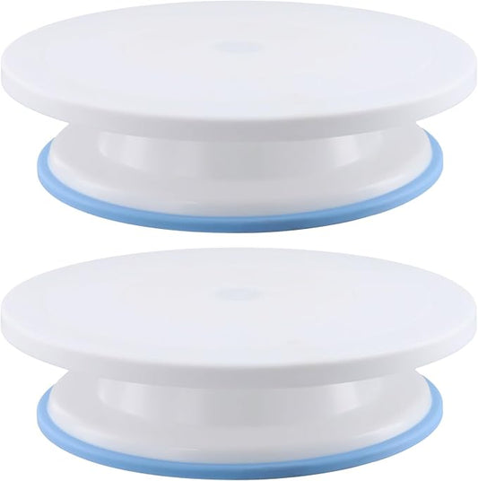 2 Pack 11 Inch Rotating Cake Turntable for Decorating, Smooth Cake Revolving Spinner Stand, Cake Stand for Baking Decorating Display