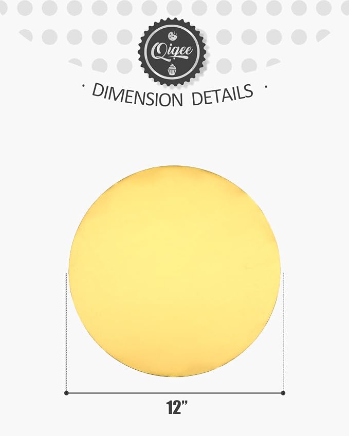 qiqee 12 Inch Gold Cake Boards Round 40-Packs Circles Rounds Base Food-Grade Cardboard Cake Plate（Thinner But Stronger）