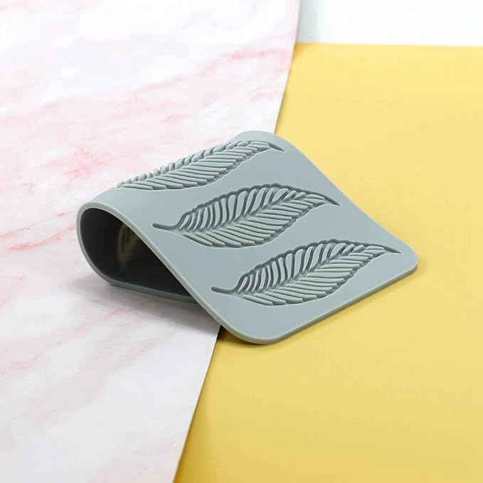 TUKE 3D Leaves Silicone Molds Flower Cake Fondant Mat Bee Leaf Pastry Moulds Rose Impression Chocolate Hollow Lace Mold (Feather_7.8x4.6x0.12inch_H)